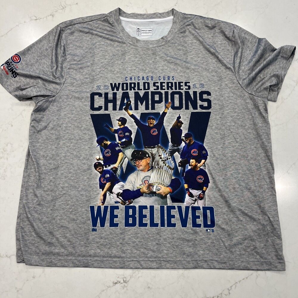 Chicago Cubs 2016 World Series Champions We Believe‎ Gray T Shirt Mens 2XL